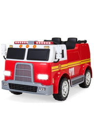 2025 24V Fire Truck 2 Seater Kids Ride On Car with Water Blaster Walkie Talkie Rubber Tires Leather Seat With RC