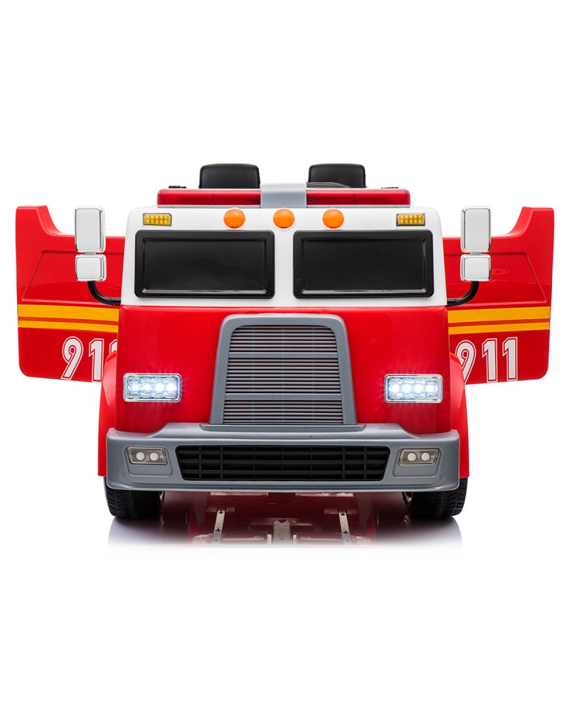 2025 24V Fire Truck 2 Seater Kids Ride On Car with Water Blaster Walkie Talkie Rubber Tires Leather Seat With RC