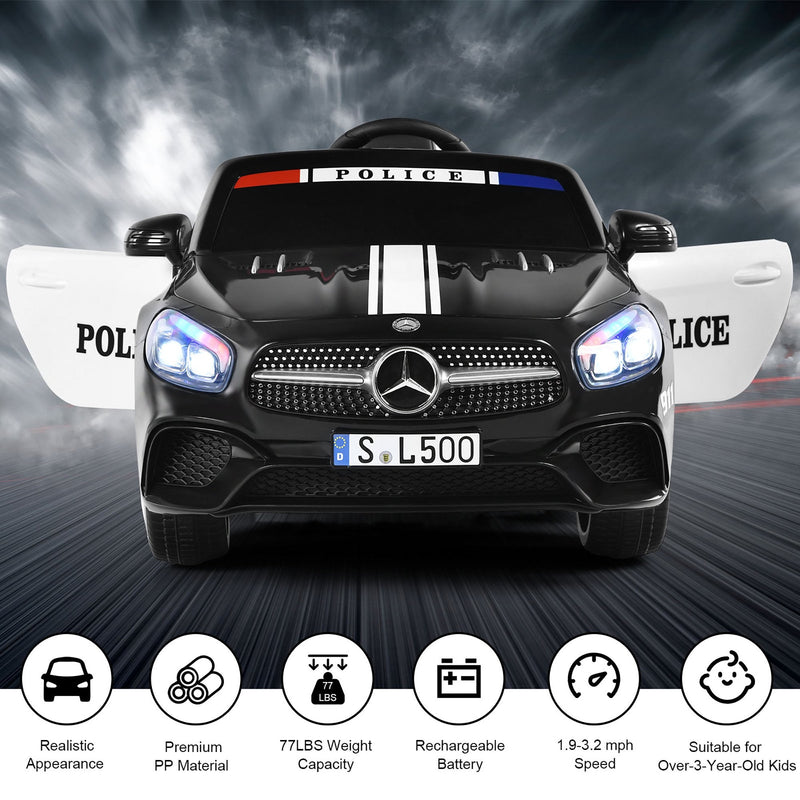 2023 12V Police Mercedes-Benz SL500 Kids Ride On Car with LED Siren Lights, Remote Control - Toys For All · Canada