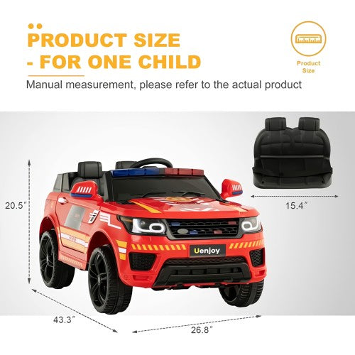 2023 12V Fire Fighter Truck Kids Ride On 1 Seater SUV Cars RC - Toys For All · Canada